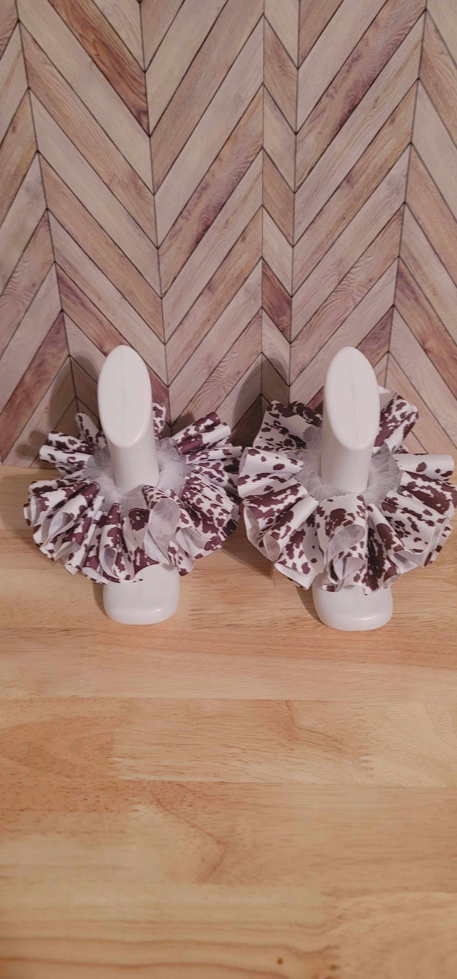 Brown cow print ruffle tutu anklets